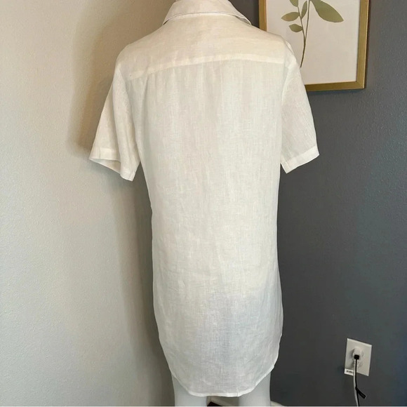 Elan Linen Button Down Collared Dress in White Size Small - Picture 4 of 9